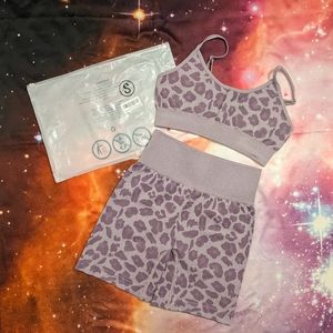 🍇 Lavender Grape Purple Cheetah Leopard Bra Short Set Size Small